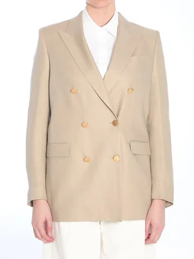 Tagliatore Double-breasted Jacket In Beige