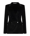 Tagliatore Double-breasted Velvet Jacket In Black