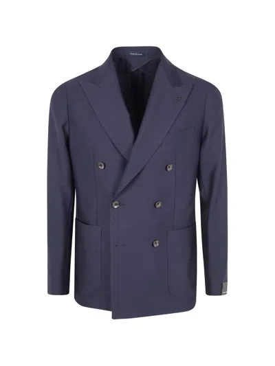 Tagliatore Montecarlo Double Breasted Button Jacket In Blue