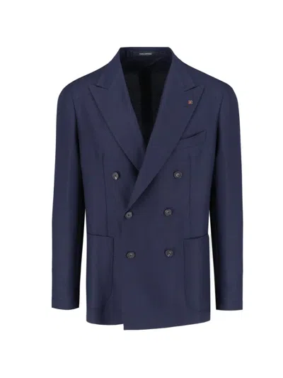 Tagliatore Double Breasted Jacket In Blue