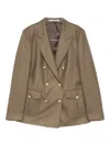 Tagliatore Wool Double-breasted Jacket Featuring Back Vent In Brown