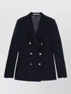 Tagliatore Double Breasted Jacket Front Pockets Notch Lapels In Blue