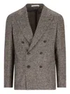 Tagliatore Beige Patterned Double-breasted Jacket In Gray