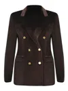 Tagliatore Double-breasted Jacket   In Cotton Blend In Brown