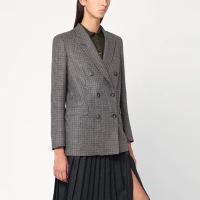Tagliatore Double-breasted Jacket In Pied De Poule Wool In Gray