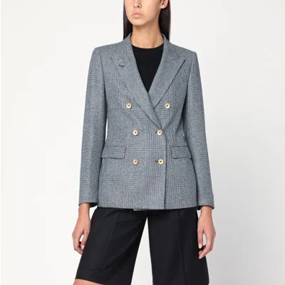 Tagliatore Double-breasted Jacket In Prince Of Wales Wool In Gray