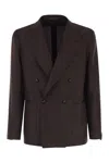 Tagliatore Double-breasted Jacket In Super 100's Virgin Wool In Brown