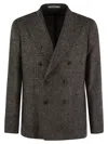 Tagliatore Fitted Double-breasted Button Blazer In Brown