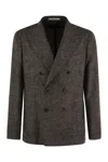 Tagliatore Fitted Double-breasted Button Blazer In Brown