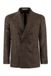 TAGLIATORE TAGLIATORE DOUBLE-BREASTED JACKET IN WOOL, SILK AND LINEN