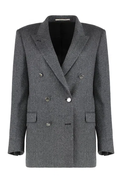 Tagliatore Double-breasted Jacket J-jasmine In Wool Blend In Gray