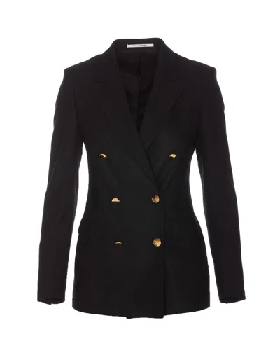 Tagliatore Peak-lapels Double-breasted Blazer In Black