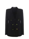 Tagliatore Double-breasted Houndstooth Jacket With Tailored Silhouette In Black