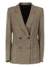 Tagliatore Pied Du Poile Patterned Double-breasted Jacket In Neutral