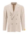 Tagliatore Double-breasted Textured Jacket With Structured Lapel In Neutral