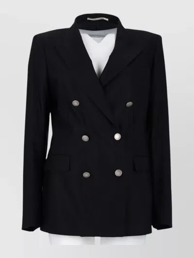 Tagliatore Double Breasted Jacket Notch Lapels Buttons In Black