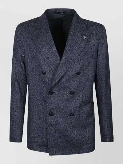 Tagliatore Double-breasted Jacket Notched Lapels In Blue