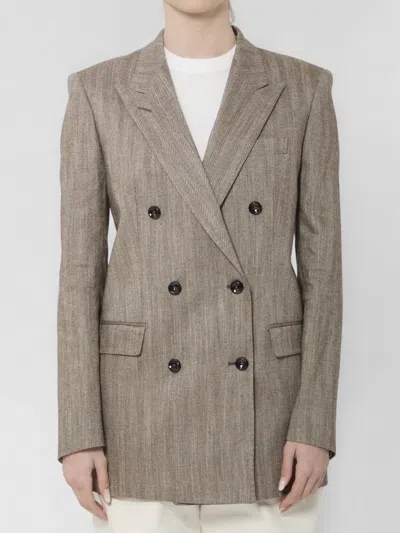 Tagliatore Double Breasted Jacket Relaxed Cut In Brown