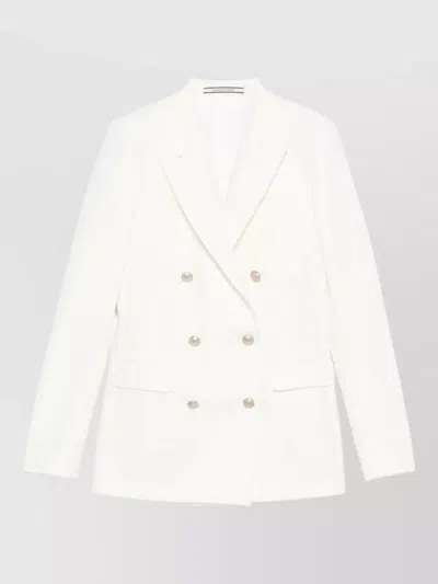Tagliatore Double Breasted Jacket Structured Front Pockets In White