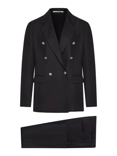 Tagliatore Double-breasted Jacket Suit In Black
