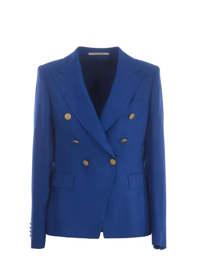 Tagliatore Double-breasted Jacket  J-alycia Made Of Viscose In Bluette