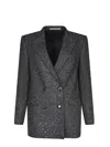 Tagliatore Double-breasted Herringbone Blazer With Notched Lapel In Gray