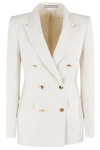 Tagliatore Double Breasted Jacket With All-over Sequins In White