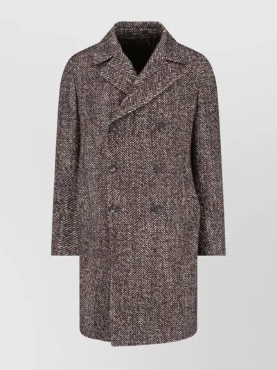 Tagliatore Double-breasted Jacket With Notch Lapel And Button Detailing In Brown
