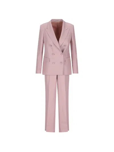 Tagliatore Double-breasted Lapel Suit In Pink
