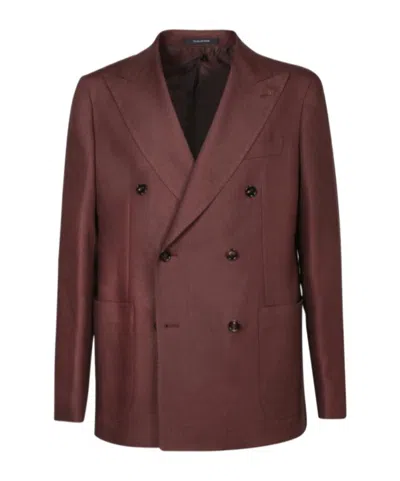 Tagliatore Double-breasted Linen Blazer In Red