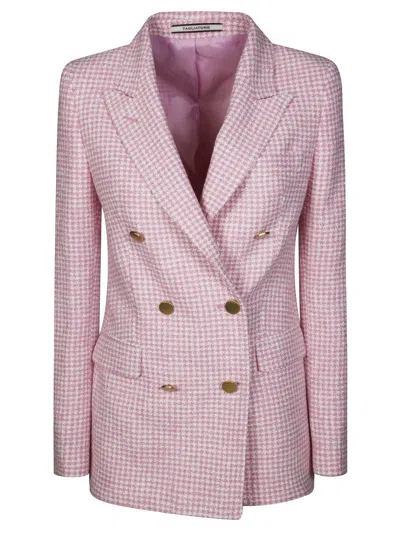 TAGLIATORE DOUBLE-BREASTED LINEN BLAZER WITH CENTRAL VENT