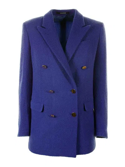 Tagliatore Double-breasted Long Blue Jacket
