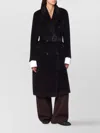 Tagliatore Double-breasted Long Coat Belted Waist In Black