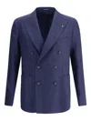 Tagliatore Double-breasted Long-sleeve Blazer In Blue