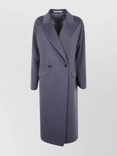Tagliatore Double Breasted Long Sleeve Coat In Gray