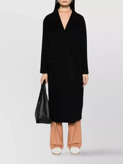 Tagliatore Double Breasted Long Sleeve Coat In Black