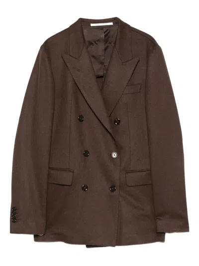 Tagliatore Double-breasted Long-sleeves Blazer In Brown