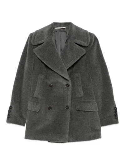 Tagliatore Double-breasted Notched Coat In Gray
