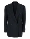 Tagliatore Double-breasted Notched-lapels Jacket In Black