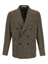 Tagliatore Textured Brown Double-breasted Wool Blend Blazer In Brown