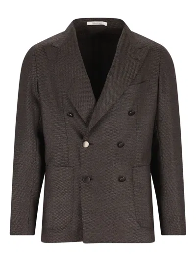 Tagliatore Double-breasted Patch-pocket Blazer In Brown