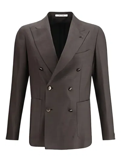 TAGLIATORE DOUBLE-BREASTED PATCH-POCKET BLAZER
