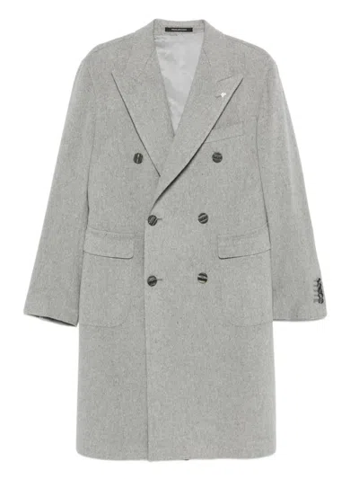 Tagliatore Double-breasted Patch-pocket Coat In Gray