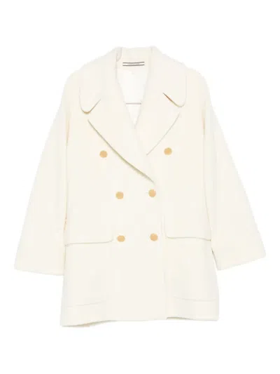 Tagliatore Double-breasted Patch-pocket Coat In Neutral