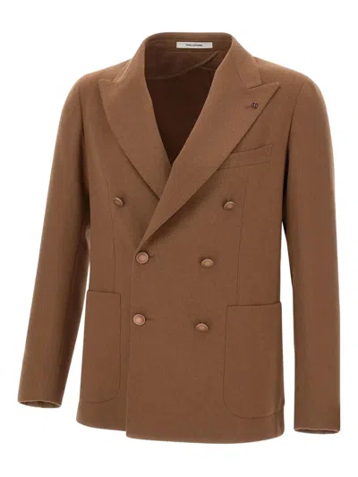 Tagliatore Double-breasted Patch-pocket Jacket In Brown