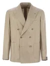 Tagliatore Double-breasted Silk Jacket In Neutral