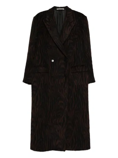 Tagliatore Double-breasted Patterned Coat In Brown