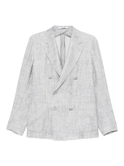 Tagliatore Double-breasted Patterned Jacket In Gray