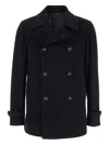 Tagliatore Blue Double-breasted Coat With Wide Notched Revers In Blue