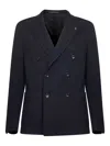 Tagliatore Double-breasted Peak-lapel Blazer In Blue